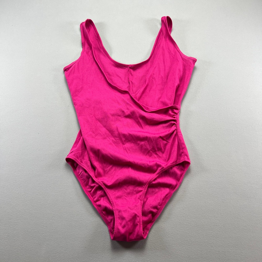 Berkshire Bodysuit Womens Large Hot Pink Nylon Surplice Wrap Ruched Beach Wear